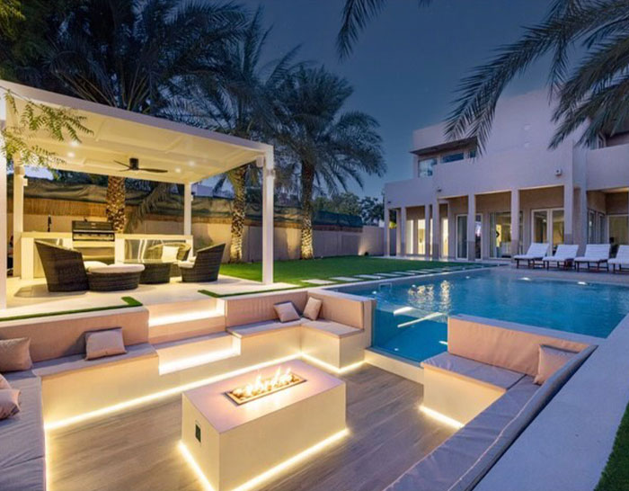 Finished residential swimming pool in Dubai with modern features